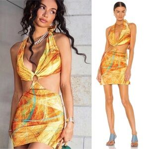 Farai London Multicolor Halter Dress Small